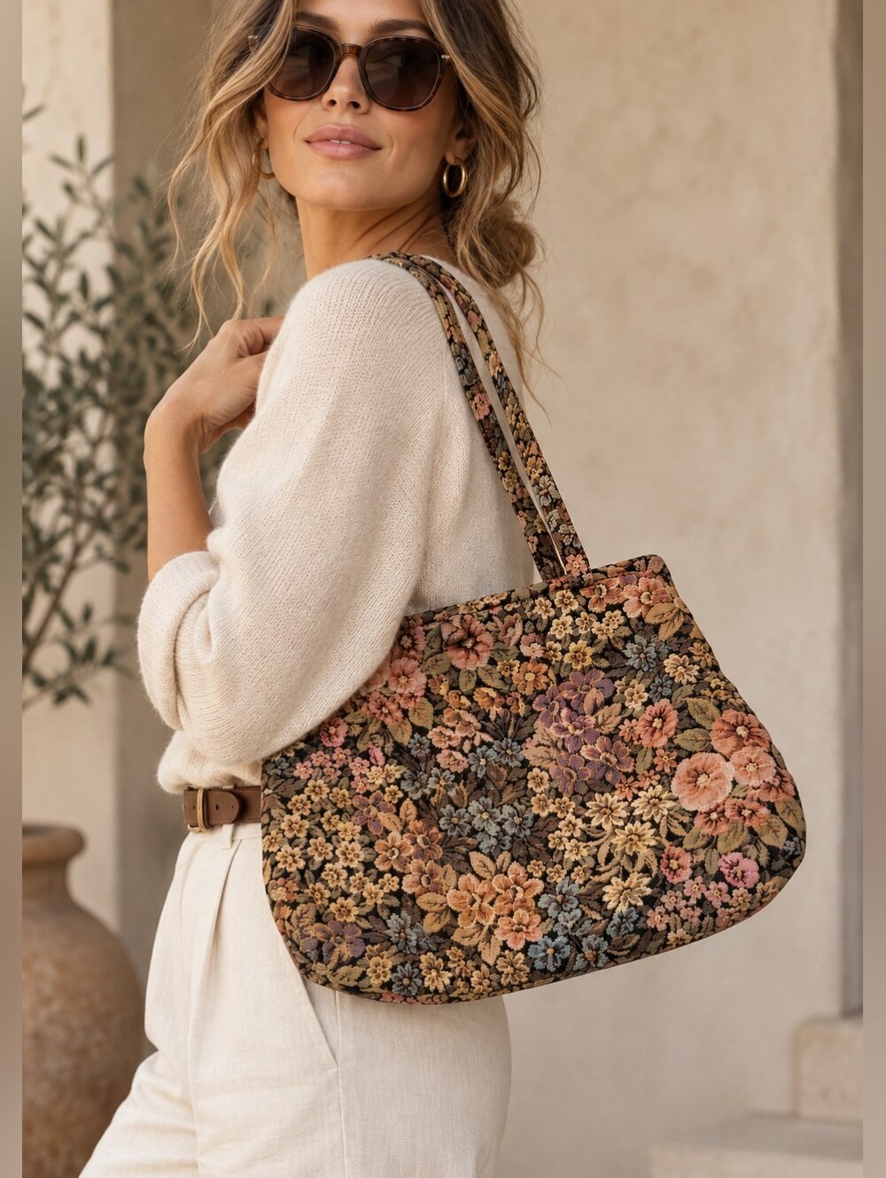 Vintage Shirl MILLER LTD Floral Tapestry Shoulder Bag, OS